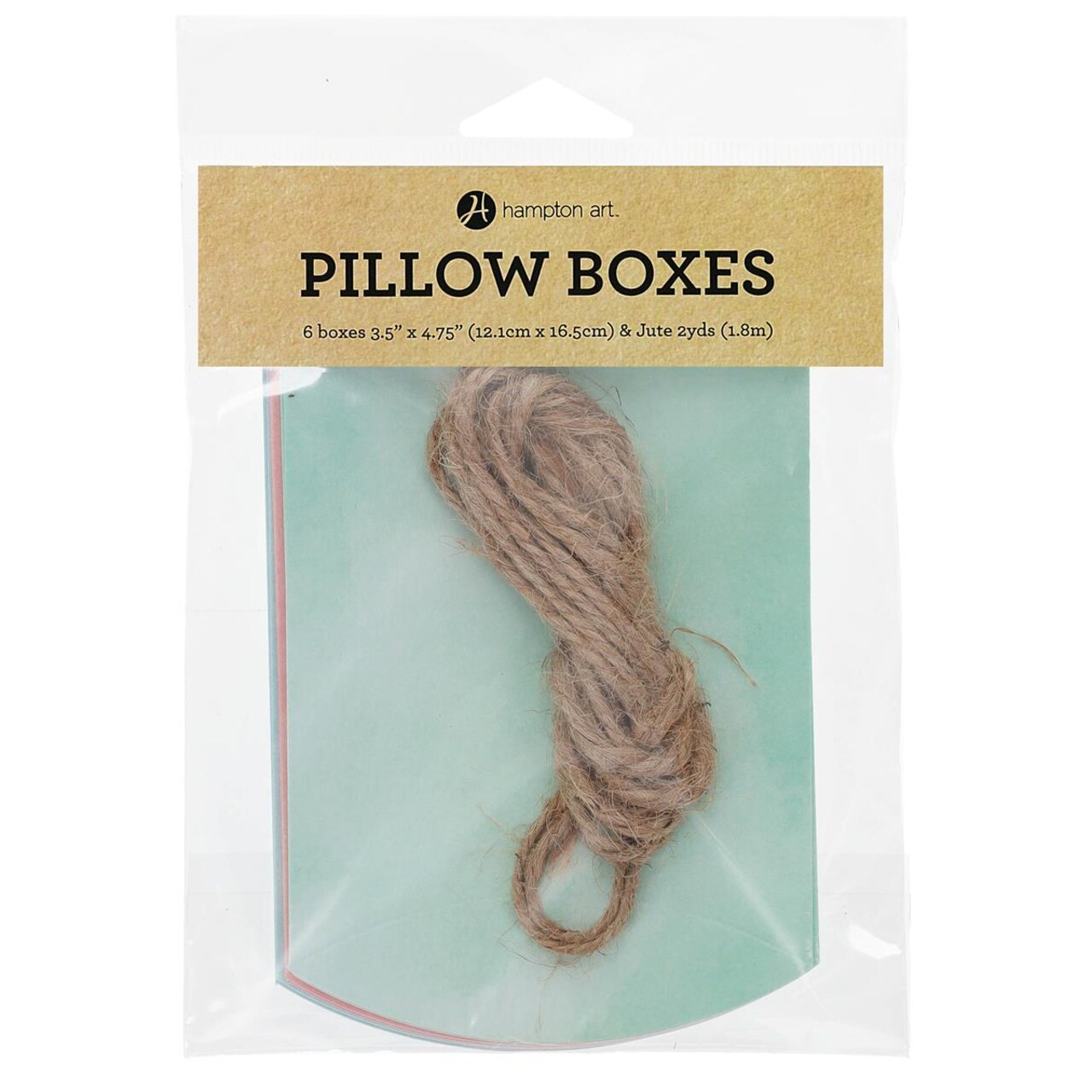 Hampton Art Pillow Boxes with Jute Twine 6 Pack Pastel, Flat Cardstock Gift Boxes for Party Favors and Small Gifts, Scored and Foldable, 3.5 x 4.75 Inch